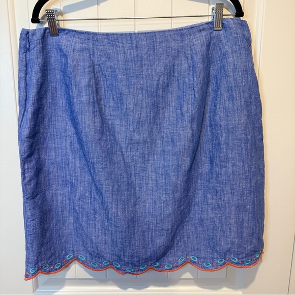 Talbots Linen Cotton Skirt with Beautiful Floral Embroidery - Picture 7 of 11